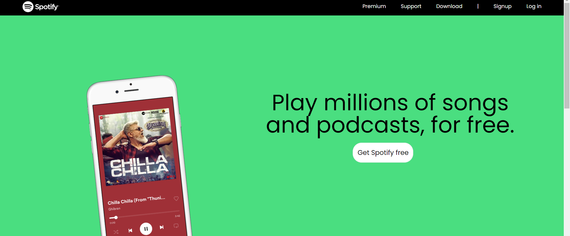 Spotify Landing page